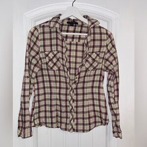 Streetwear Society Pink and Cream Plaid Shirt
